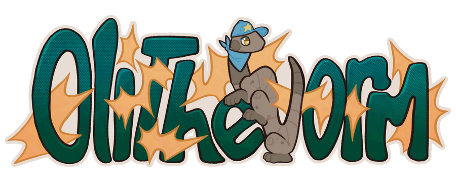 Oli The Worm (illustrated text in the shape of a bug)